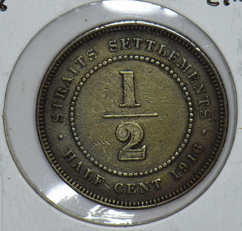 Straits Settlements 1916 George V 1/2 Cents 291094 combine shipping