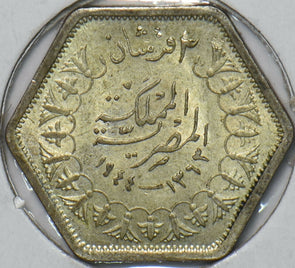 Egypt 1944 AH 1363 2 Piastres 195413 combine shipping