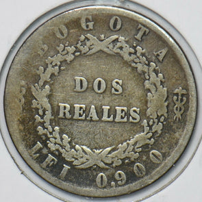 Colombia 1850 2 Reales 296693 combine shipping