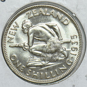 New Zealand 1935 Shilling Silver UNC 491538 combine shipping