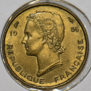 French Colonies 1956 5 Francs Gazelle animal Occidentale 297867 combine shipping