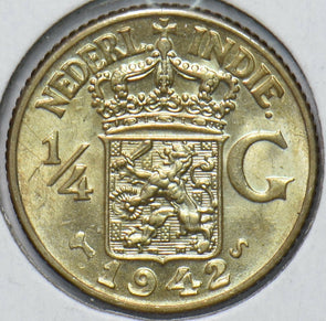 Netherlands East Indies 1942 1/4 Gulden Lion animal 192098 combine shipping