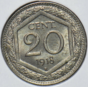 Italy 1918 R 20 Centesimi lustrous BU 490814 combine shipping