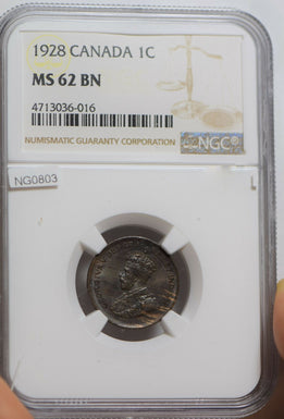 Canada 1928 Cent NGC MS62BN lustrous NG0803 combine shipping