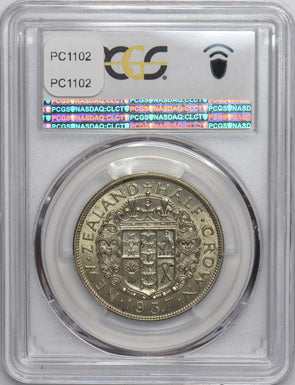 New Zealand 1937 1/2 Crown PCGS AU58 PC1102 combine shipping