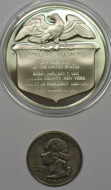 1980 's Medal Proof Milard Filmore in capsule 1.2oz pure silver Franklin Mint B