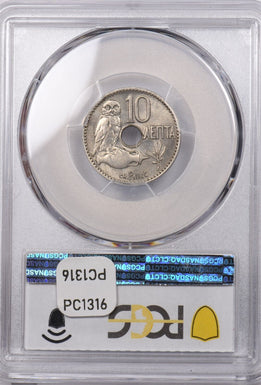 Greece 1912 A 10 Lepta Owl animal PCGS MS 64 PC1316 combine shipping