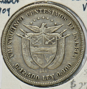 Panama 1904 Silver 25 Centesimos Eagle animal 292616 combine shipping
