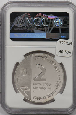 Israel 1999 2 New Sheqalim silver NGC Proof 68UC Year 2000 NG1504 combine shippi