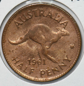 Australia 1961 Queen Elizabeth II Half Penny Kangaroo animal 292875 combine shi
