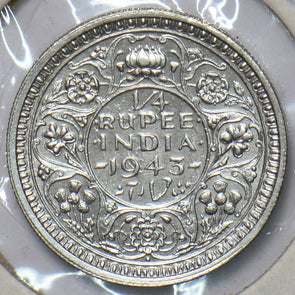 India British 1943 1/4 Rupee 903268 combine shipping