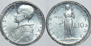 Vatican 1953 10 Lire 299009 combine shipping