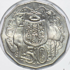 Australia 1971 Queen Elizabeth II 50 Cents Kangaroo animal Ostrich Austraila Coa