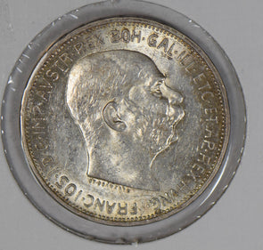 Austria 1913 2 Corona silver lustrous A0080 combine shipping