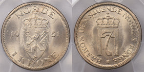 Norway 1951 Krone Lion animal PCGS MS 65 KM-397.1 PC1331 combine shipping