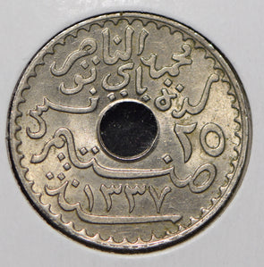 Tunisia 1919 AH 1337 25 Centimes  292008 combine shipping