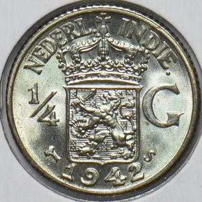 Netherlands East Indies 1942 1/4 Gulden Lion animal 192124 combine shipping