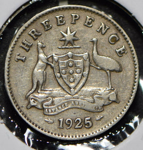 Australia 1925 3 Pence Kangaroo animal Emu  191489 combine shipping