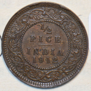 British India 1912 1/2 Pice UNC 194544 combine shipping