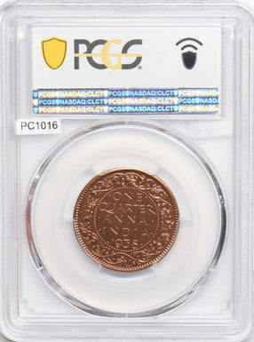 India British 1938 C 1/4 Anna PCGS PR64RD Restrike Proof rare in RED SW-9.220 PC