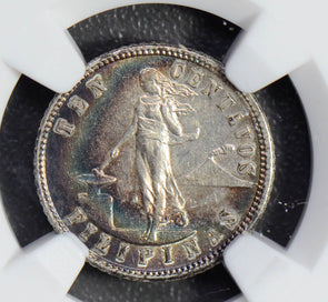 Philippines 1903 10 Centavos silver NGC AU58 nice blue  NG0496 combine shipping