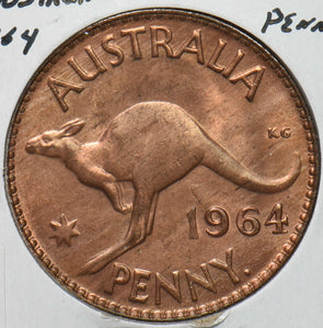 Australia 1964 Queen Elizabeth II Penny Kangaroo animal 292866 combine shipping