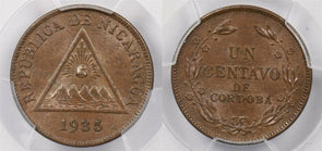 Nicaragua 1935 Centavo PCGS MS 65BN rare condition PC1255 combine shipping