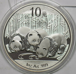 China 2013 10 Yuan silver Panda animal Gem BU 1oz silver. In capsule BU0561* com