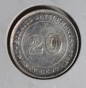 Straits Settlements 1896 20 Cents silver  S0272 combine shipping