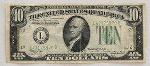 US 1934 Federal Reserve Notes Small A 10 Dollars San Francisco Abt VF RC0645 com