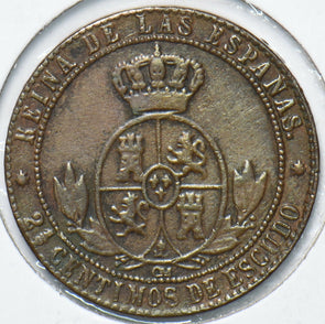 Spain 1867 2 1/2 Centimos 294837 combine shipping
