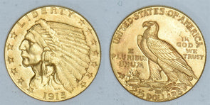 1915 $2.5 gold AU Indian Head Quarter Eagle GL0256 combine shipping