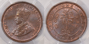 Ceylon 1925 Cent PCGS MS 64 BROWN PI0091 combine shipping