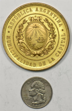 Argentina 1897 Gold Gilted Medal MUNICIPALIDAD DE LA CAPITAL BUENOS AIRES. GOLD
