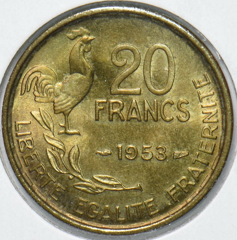 France 1953 20 Francs Rooster animal 192092 combine shipping