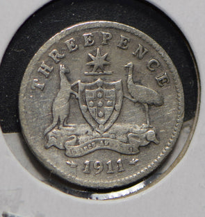 Australia 1911 3 Pence Kangaroo animal Emu  901253 combine shipping