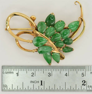 14K Gold Natural Jadeite Brooch 7.65g Jadeite 6ct 2*1.25*0.5inch RG0126