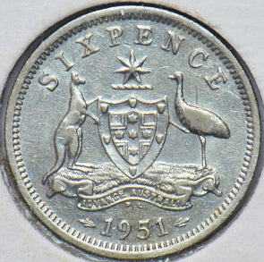 Australia 1951 6 Pence Kangaroo animal Emu 902552 combine shipping
