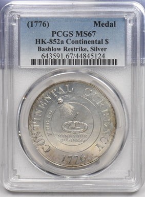 1776--Dated US K-852a Continental $ Bashlow Restrike PCGS MS67 Finest Known PC14