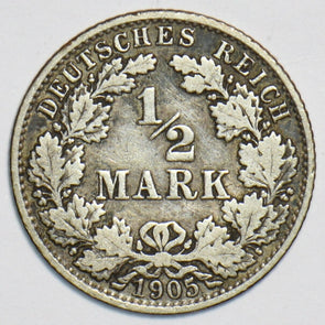 Germany 1905 1/2 Mark Empire 153237 combine shipping