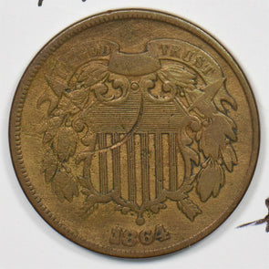 1864 Two Cents Lg motto. VF U0191