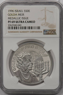 Israel 1996 50 Euro silver NGC Proof 69UC Golda Meir Medallic Issue NG1491 combi