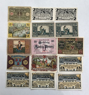 German Assortment of German notgeld currency. Lot of 32 pieces RC0344 combine