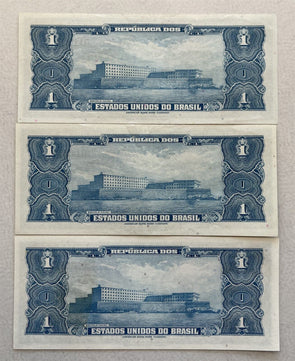 Brazil 1943 ND Cruzeiro 3 CH CU notes. #132 BL0099 combine shipping