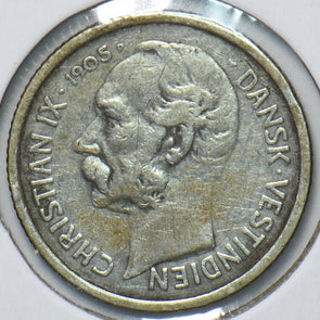Danish West Indies 1905 10 Cents 50 Bit 294436 combine shipping