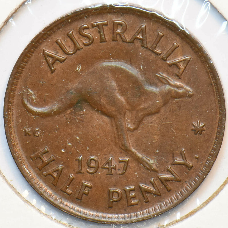 Australia 1947 1/2 Penny Kangaroo animal Georgivs VI 150507 combine shipping