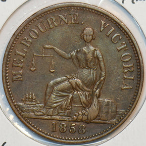 Australia 1858 Penny Token Hide & De Carle AU0085 combine shipping