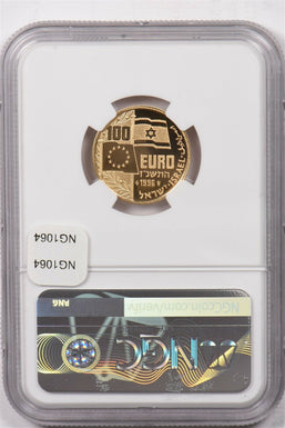 Israel 1996 100 Euro gold NGC Proof 70 Ultra Cameo 0.1oz gold. Golda Meir medall