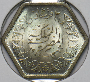 Egypt 1944 AH1364 2 Piastres 292725 combine shipping