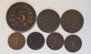 Norway 1877 ~97 1~5 Ore silver 7 pieces BU0375 combine shipping
